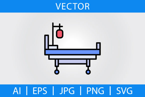 Medical Bed Filled Line Icon: Embroidery Design Review