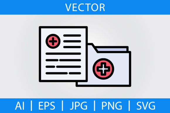 Medical Folder Filled Line Icon: Embroidery Design Review